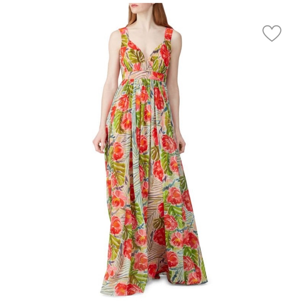 Badgley Mischka Floral Chiffon Maxi Dress